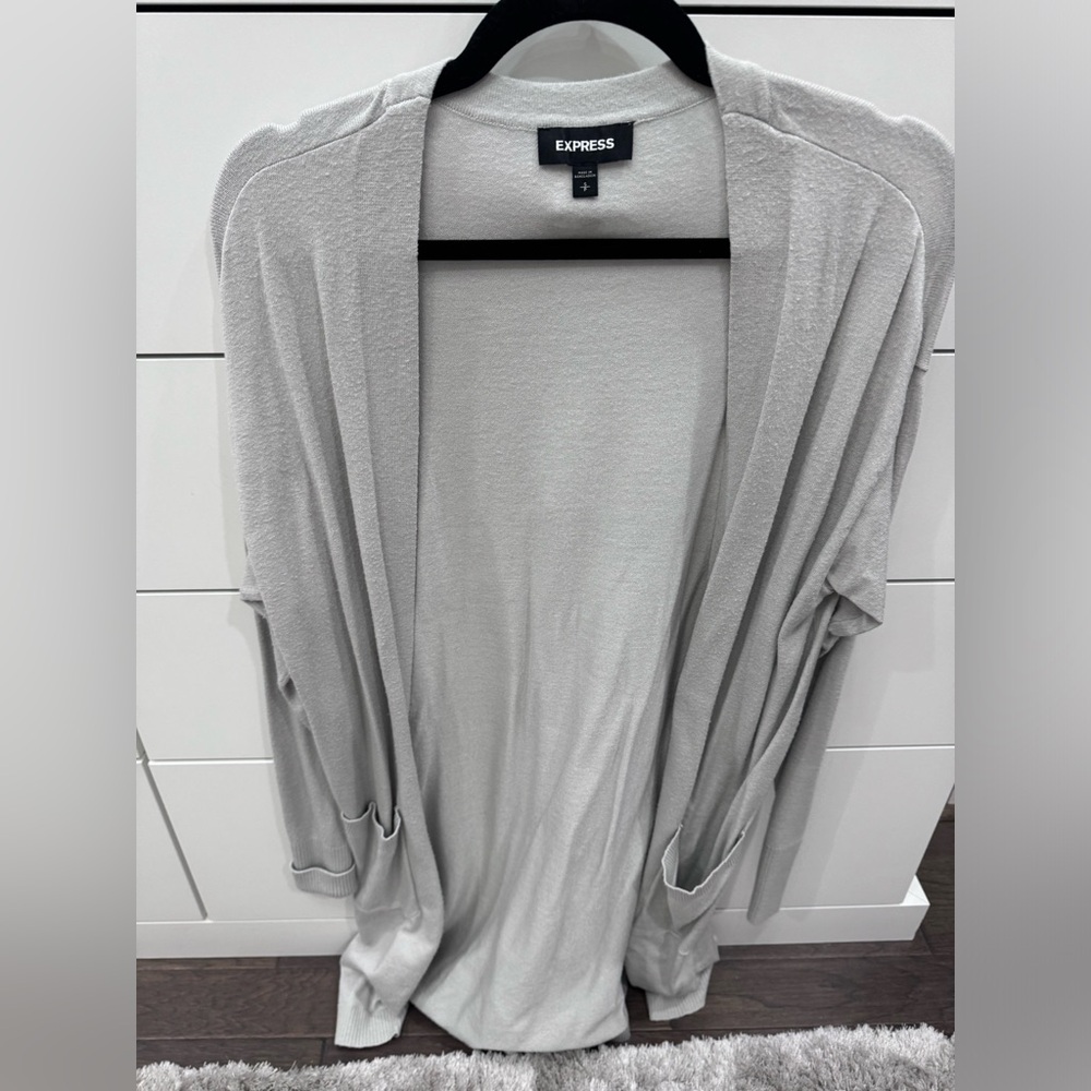 Express Long Grey Cardigan